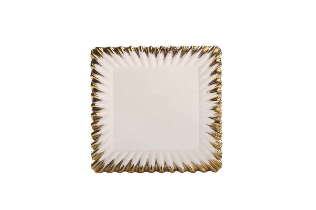 BEYAZ ALTIN AVANGARDE KARE SUNUM TABAK 30CM