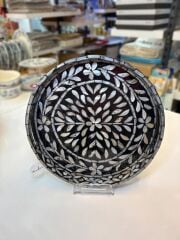 SİYAH SEDEFLİ YUVARLAK TEPSİ 30CM