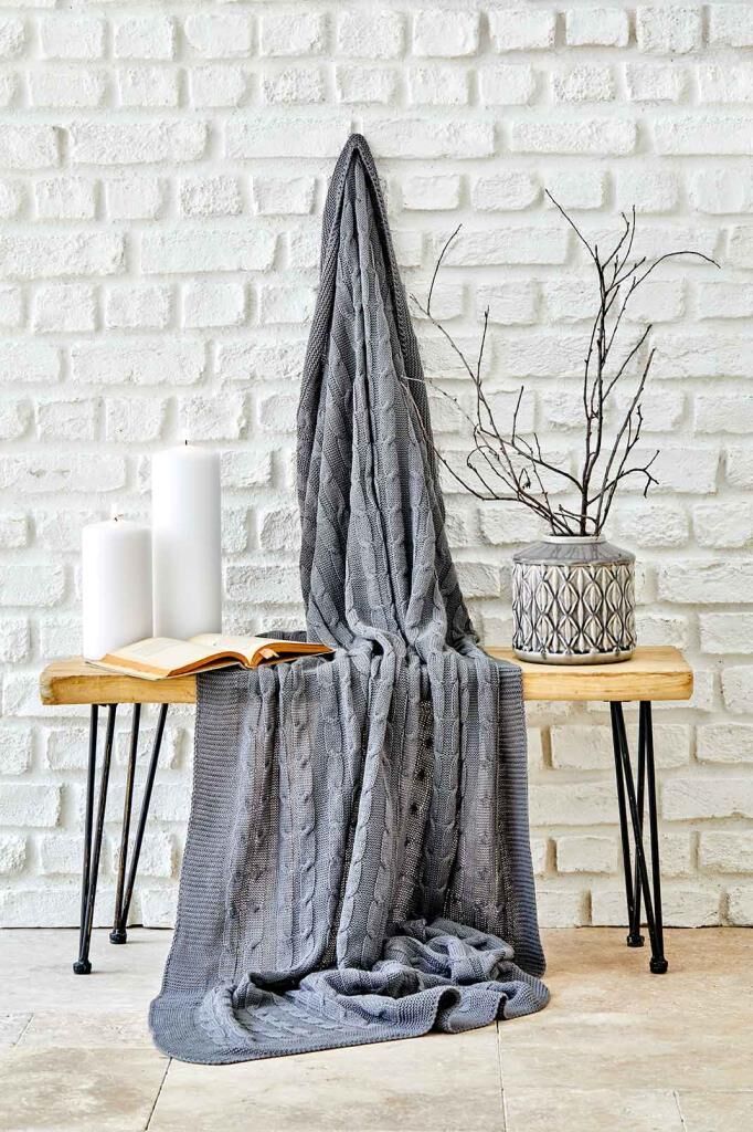SOFA GRİ ÖRGÜ BATTANİYE 130X170CM