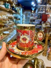 OSKAR KIRMIZI TEK KİŞİLİK TÜRK KAHVESİ FİNCANI