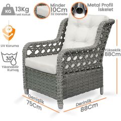 CAPRİ PLUS BAMBU RATTAN KOYU KAHVE 5 KİŞİK OTURMA GRUBU