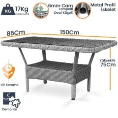 CAPRİ PLUS BAMBU RATTAN KOYU KAHVE 5 KİŞİK OTURMA GRUBU