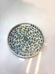 MAVİ SEDEFLİ YUVARLAK TEPSİ 30CM