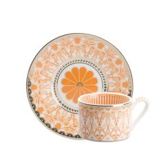 TURUNCU DESENLİ TEK KİŞİLİK ÇAY FİNCANI