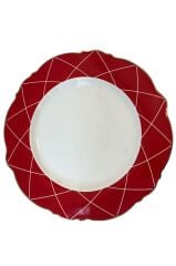 KIRMIZI BEYAZ ÇİZGİLİ 6 KİŞİLİK-24 PARÇA YEMEK TAKIMI