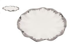 BEYAZ-GÜMÜŞ LOTUS SERVİS TABAK 27 cm