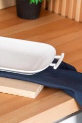 BIANCO PERLA KULPLU DİKDÖRTGEN SERVİS TABAK 39CM