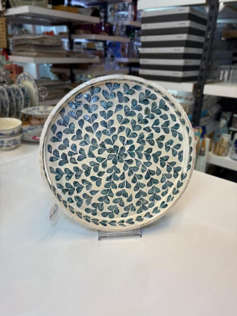 MAVİ SEDEFLİ YUVARLAK TEPSİ 32CM