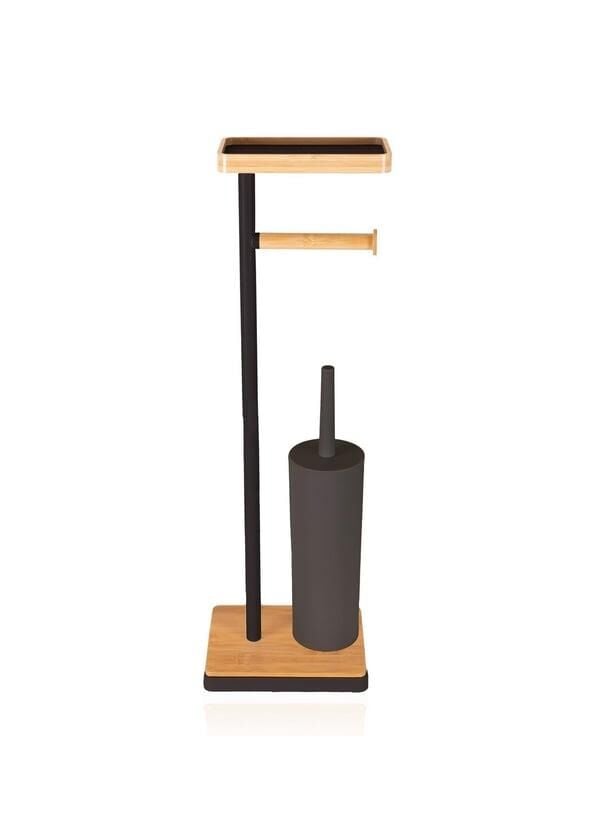 TEPSİLİ VE FIRÇALI TUVALET KAĞIDI STANDI SİYAH