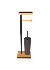 TEPSİLİ VE FIRÇALI TUVALET KAĞIDI STANDI SİYAH