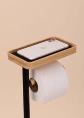 TEPSİLİ VE FIRÇALI TUVALET KAĞIDI STANDI SİYAH