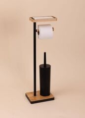 TEPSİLİ VE FIRÇALI TUVALET KAĞIDI STANDI SİYAH
