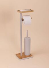 TEPSİLİ VE FIRÇALI TUVALET KAĞIDI STANDI GRİ