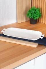 BIANCO PERLA KULPLU DİKDÖRTGEN SERVİS TABAK 42CM