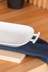 BIANCO PERLA KULPLU DİKDÖRTGEN SERVİS TABAK 42CM
