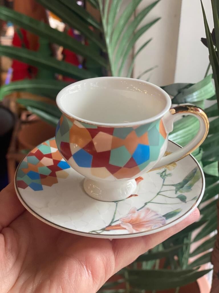 RENKLİ GEOMETRİK 6 KİŞİLİK TÜRK KAHVESİ FİNCANI