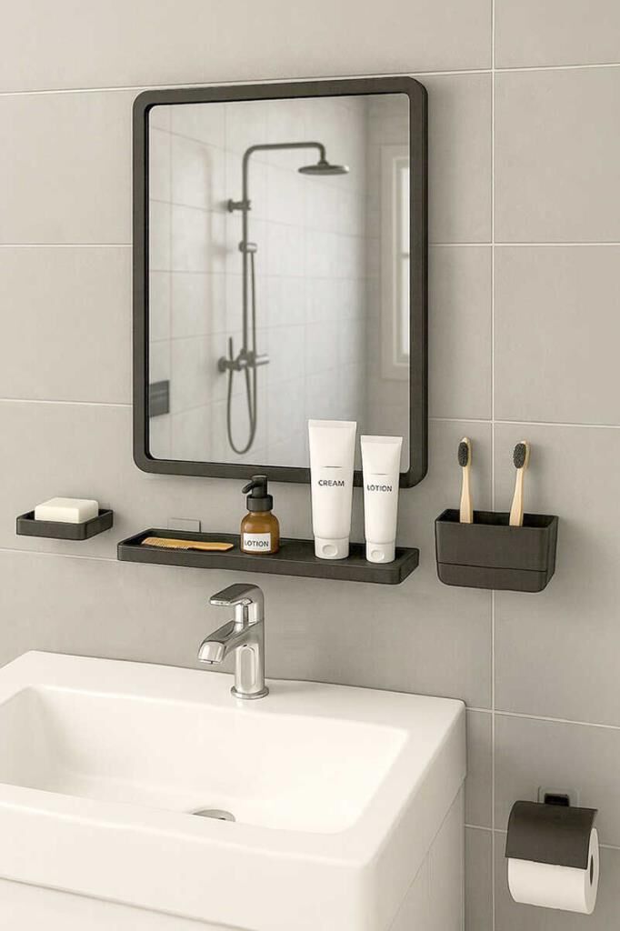 MOLIETTE YAPIŞKANLI 5 PARÇA BANYO AKSESUAR SETİ - ANTRASİT