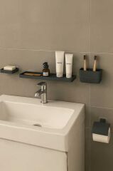 MOLIETTE YAPIŞKANLI 5 PARÇA BANYO AKSESUAR SETİ - ANTRASİT