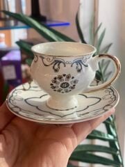 SİYAH ÇİÇEKLİ 6 KİŞİLİK TÜRK KAHVESİ FİNCANI