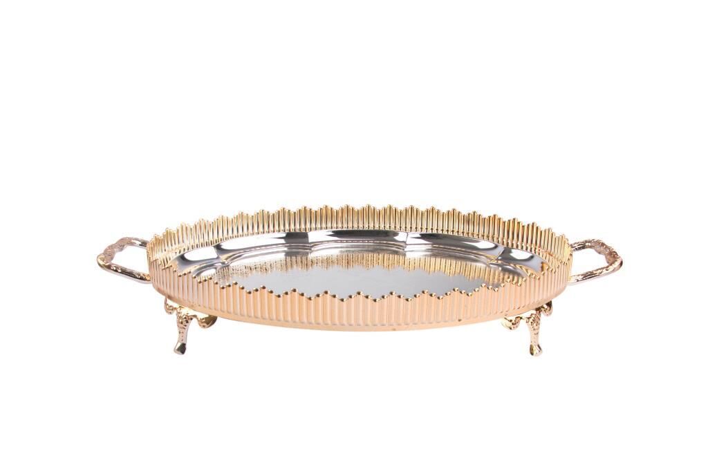 GÜMÜŞ ALTIN AYAKLI TEPSİ 40X29CM