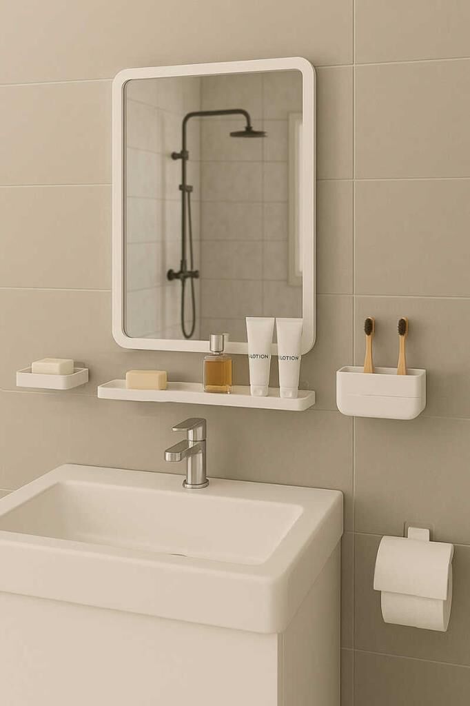 MOLIETTE YAPIŞKANLI 5 PARÇA BANYO AKSESUAR SETİ - BEYAZ