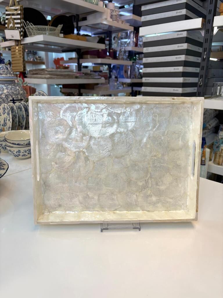 KREM SEDEFLİ DİKDÖRTGEN TEPSİ 40X30CM
