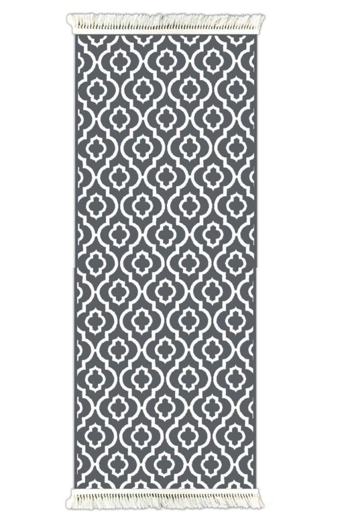 6013 İKAT ANTRASİT DESEN KAYDIRMAZ HALI 80x300cm