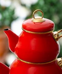 QUALITA EMAYE ÇAYDANLIK TAKIMI KIRMIZI