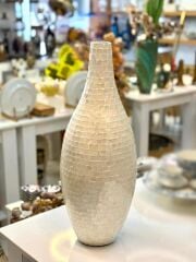 KREM SEDEFLİ VAZO 62CM