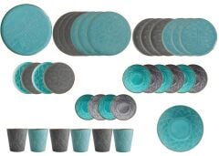 CHRISTINA TURKUAZ/GRİ 6 KİŞİLİK 34 PARÇA SERVİS SETİ