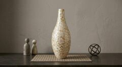 KREM SEDEFLİ VAZO 62CM