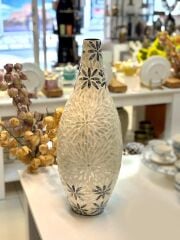 BEJ MAVİ SEDEFLİ VAZO 62CM