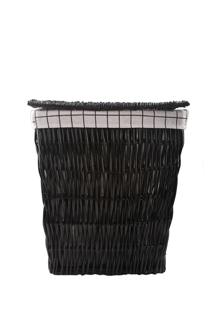 HASIR SİYAH DİKDÖRTGEN ÇAMAŞIR SEPETİ 54CM