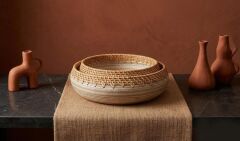 BAMBU RATTAN KREM 2'Lİ DEKORATİF KASE