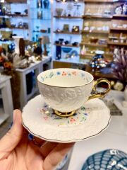 EMBOS ÇİÇEKLİ TEK KİŞİLİK TÜRK KAHVESİ FİNCANI