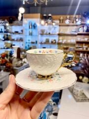 EMBOS ÇİÇEKLİ TEK KİŞİLİK TÜRK KAHVESİ FİNCANI