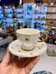 BEYAZ ÇİÇEKLİ TEK KİŞİLİK TÜRK KAHVESİ FİNCANI