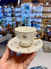 BEYAZ ÇİÇEKLİ 6 KİŞİLİK TÜRK KAHVESİ FİNCANI