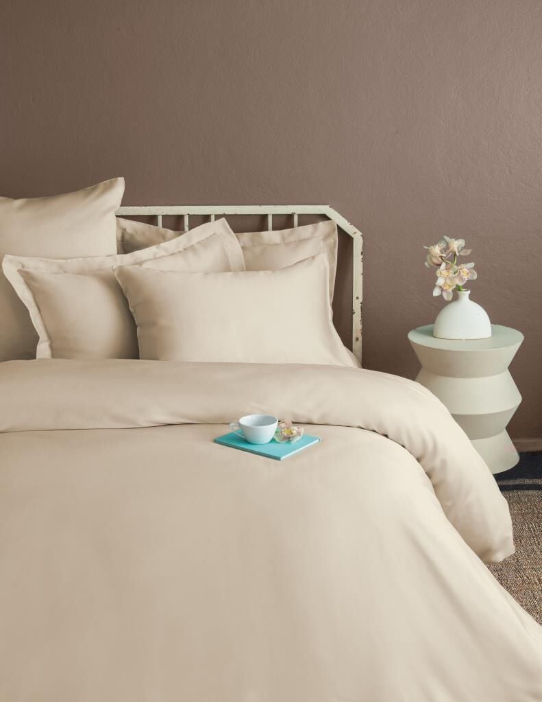 SIMPLY ORCHID BEJ PAMUK SATEN ÇİFT KİŞİLİK NEVRESİM TAKIMI