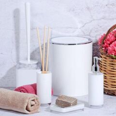BEYAZ AKRİLİK YUVARLAK BANYO SETİ