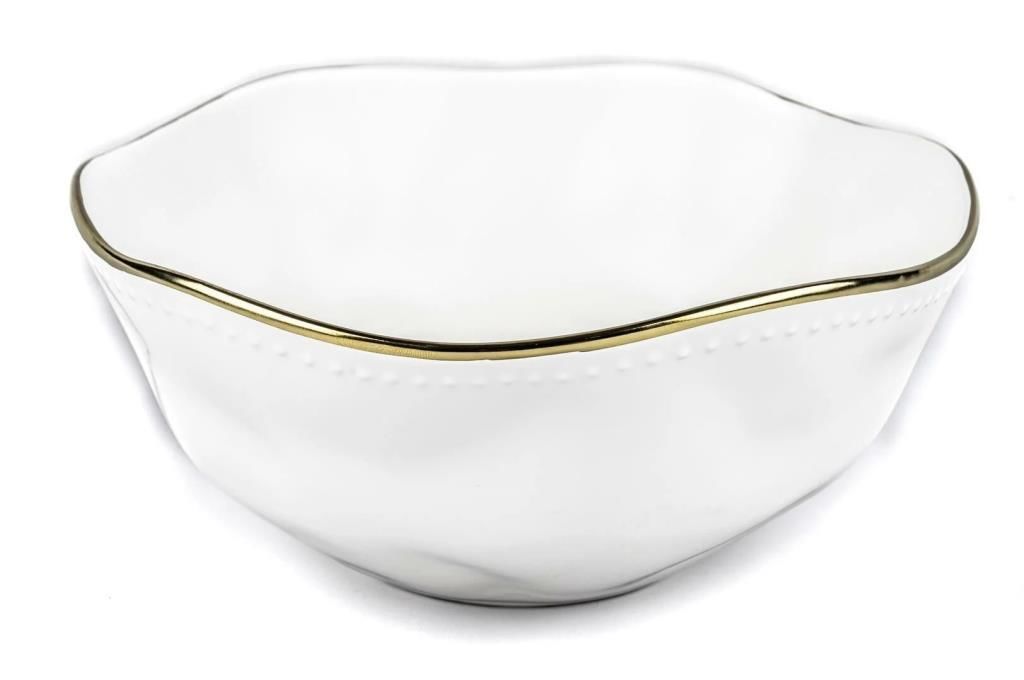 BEYAZ GOLD RİMLİ PORSELEN KASE 24X11CM