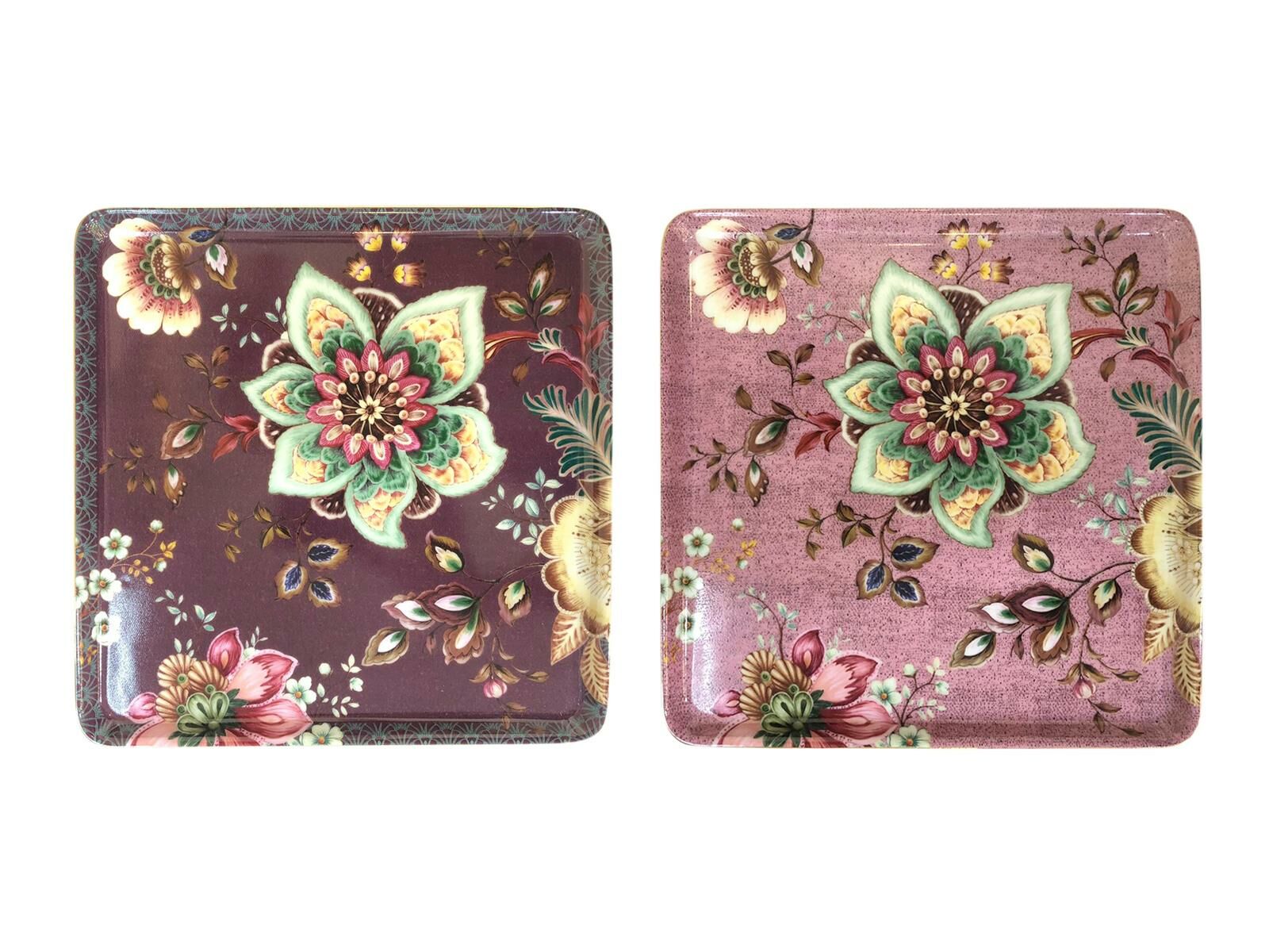 PEONY PİNK 2'Lİ KARE SERVİS TABAK 25CM