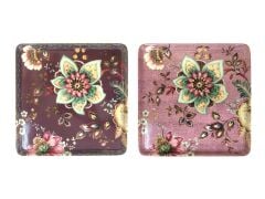 PEONY PİNK 2'Lİ KARE SERVİS TABAK 25CM