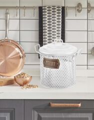 BEYAZ METAL MEYVE SEPETİ 30CM