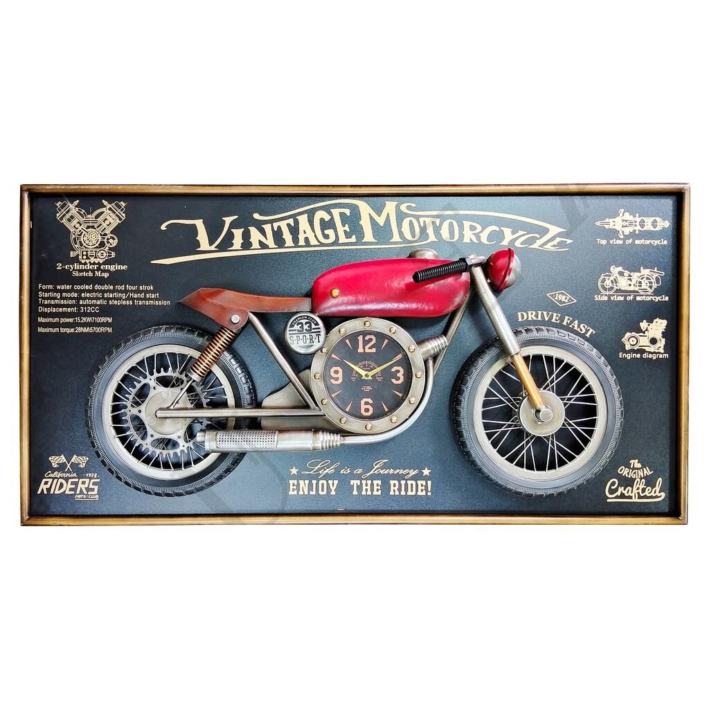 DEVONTA 120CM MOTORSİKLET DUVAR SAATİ