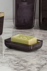 TOSKANA ŞEFFAF SİYAH ALTIN KATI SABUNLUK