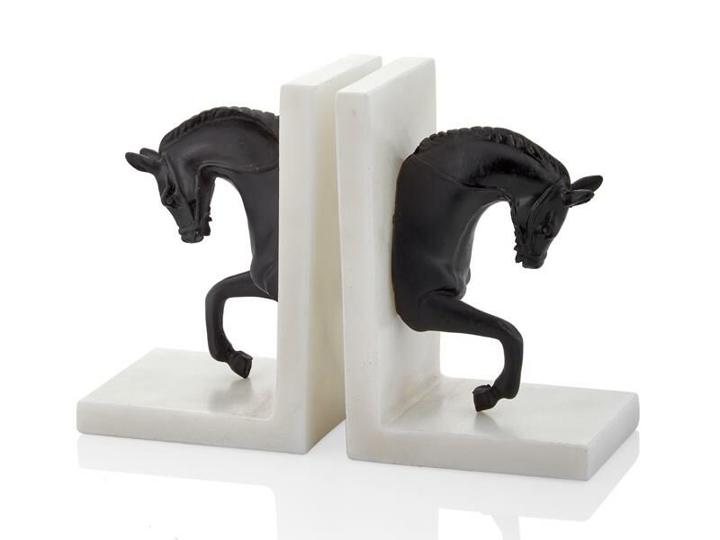 EVZA MERMER SİYAH BEYAZ AT KİTAP TUTACAK 20CM