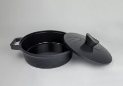 BORDAIN ALÜMİNYUM SIĞ TENCERE SİYAH 24CM