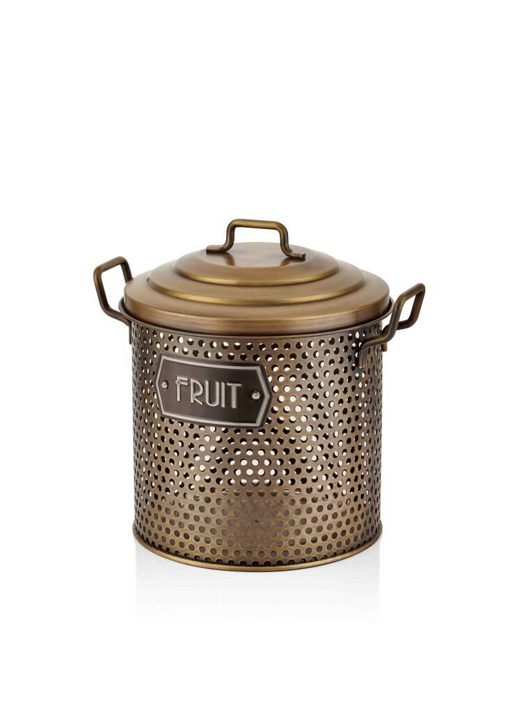 GALVENİZ ALTIN METAL MEYVE SEPETİ 30CM