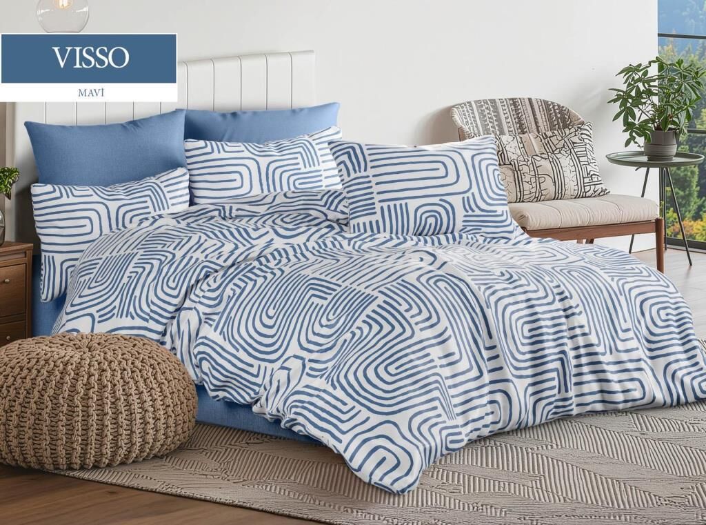 VISSO MAVİ ÇİFT KİŞİLİK NEVRESİM TAKIMI